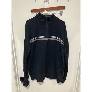 Eddie Bauer Men's Quarter Zip Collared Pullover Sweater, Navy, Size Tall XL
